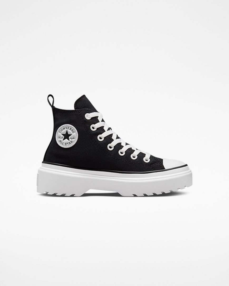 Sapatos Plataforma Converse Chuck Taylor All Star Lugged Lift Lona Cano Alto Menina Pretas Branco | PT H07P830